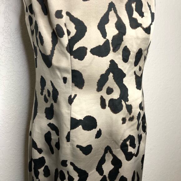 Ann Taylor cream black animal print sleeveless sheath dress size 10 - Picture 3 of 15